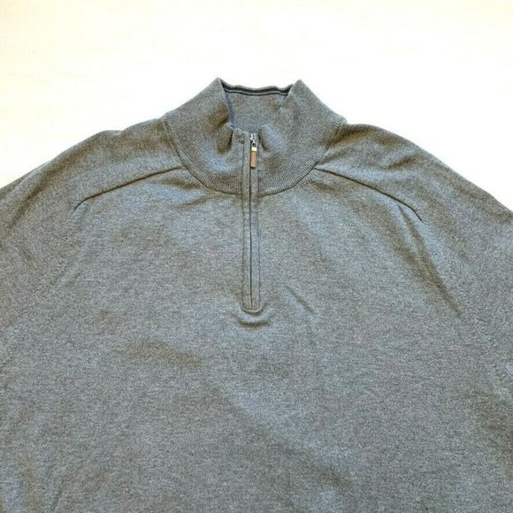NEW Eddie Bauer Supima Pima Cotton Blend Sweater 1/4 Zip Mock Neck Gray Tall XL - Picture 4 of 11